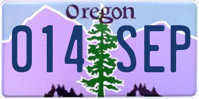 OR license plate 014SEP