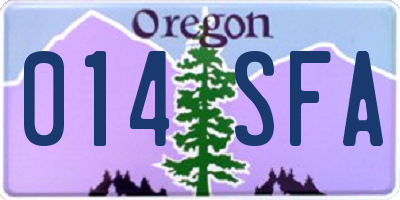 OR license plate 014SFA