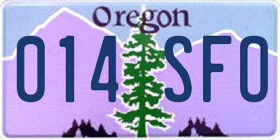 OR license plate 014SFO