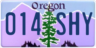 OR license plate 014SHY