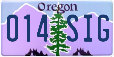 OR license plate 014SIG