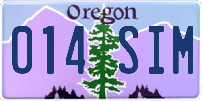 OR license plate 014SIM