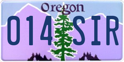OR license plate 014SIR
