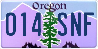 OR license plate 014SNF