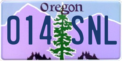 OR license plate 014SNL