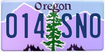 OR license plate 014SNO