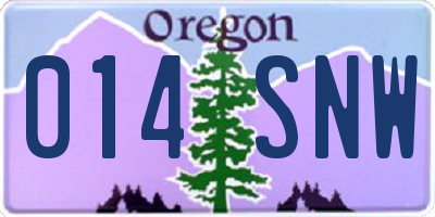 OR license plate 014SNW