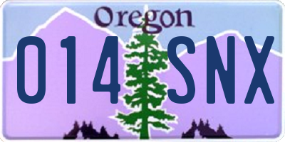 OR license plate 014SNX