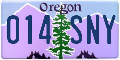OR license plate 014SNY