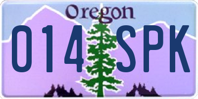 OR license plate 014SPK