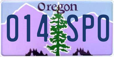 OR license plate 014SPO