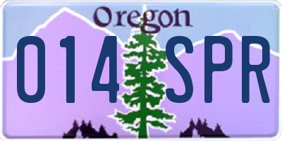 OR license plate 014SPR