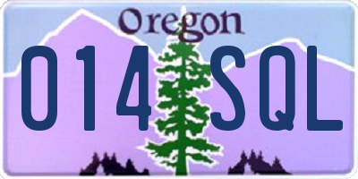 OR license plate 014SQL