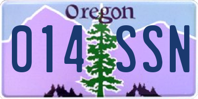 OR license plate 014SSN