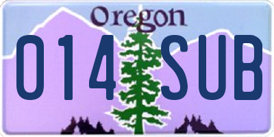 OR license plate 014SUB