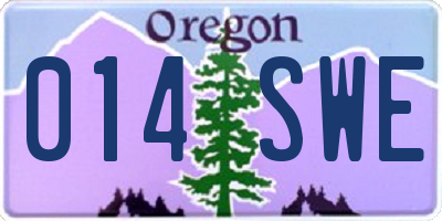 OR license plate 014SWE