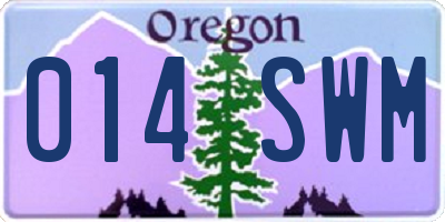 OR license plate 014SWM