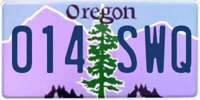 OR license plate 014SWQ