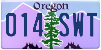 OR license plate 014SWT