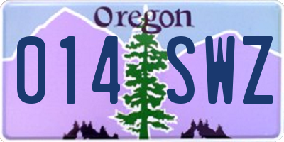 OR license plate 014SWZ