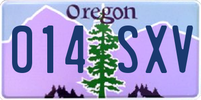OR license plate 014SXV