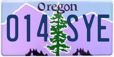 OR license plate 014SYE