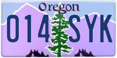 OR license plate 014SYK