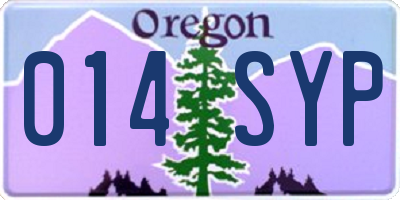 OR license plate 014SYP