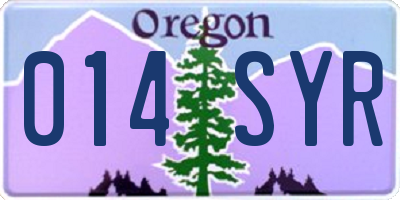 OR license plate 014SYR