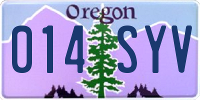 OR license plate 014SYV