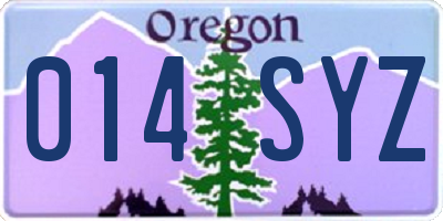 OR license plate 014SYZ