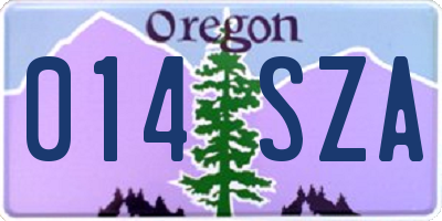 OR license plate 014SZA