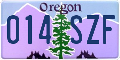 OR license plate 014SZF