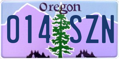 OR license plate 014SZN