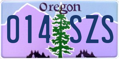 OR license plate 014SZS