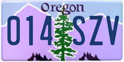 OR license plate 014SZV