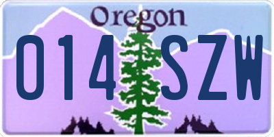 OR license plate 014SZW