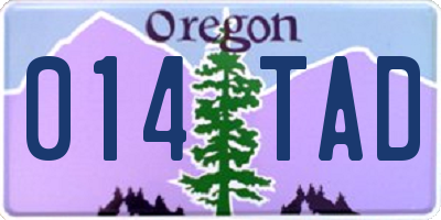 OR license plate 014TAD