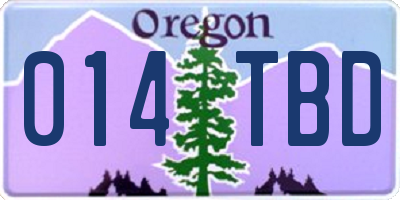 OR license plate 014TBD