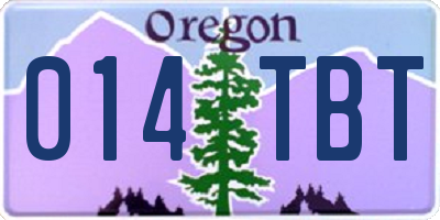 OR license plate 014TBT