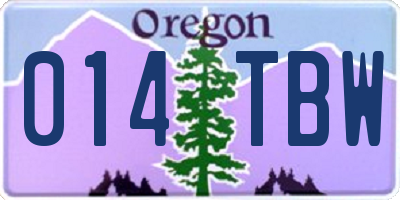 OR license plate 014TBW