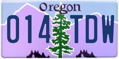 OR license plate 014TDW