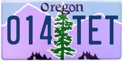 OR license plate 014TET