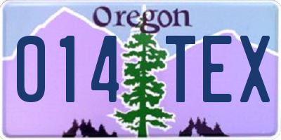 OR license plate 014TEX
