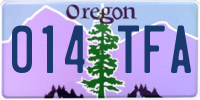OR license plate 014TFA