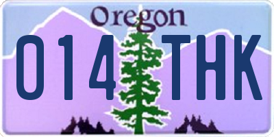 OR license plate 014THK