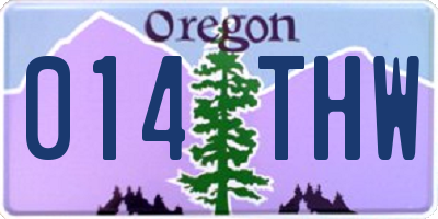 OR license plate 014THW