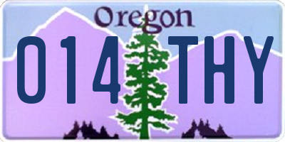 OR license plate 014THY