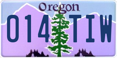 OR license plate 014TIW
