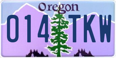 OR license plate 014TKW